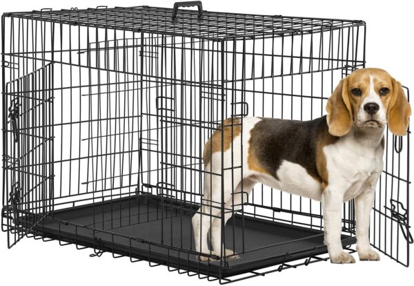 Qpets Dog Crate, Folding Dog Kennel, Dog Cage, Two Doors, with a Tray - Image 4