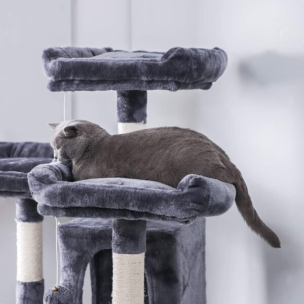 Qpets Cat Tree, 62inch Super Stable Cat Towers Cat Condo, Scratching Posts for Big Cat, Big Cat Gym for Cat, Dark Grey - Image 3
