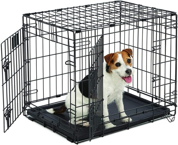 Qpets Dog Crate, Folding Dog Kennel, Dog Cage, Two Doors, with a Tray - Image 2
