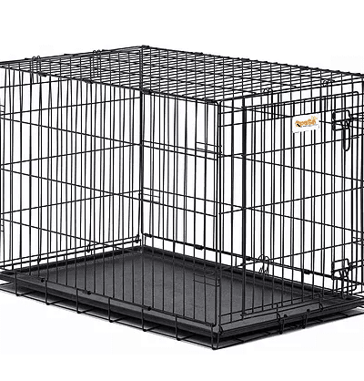 Qpets Dog Crate, Folding Dog Kennel, Dog Cage, Two Doors, with a Tray