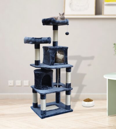 Qpets Cat Tree, 62inch Super Stable Cat Towers Cat Condo, Scratching Posts for Big Cat, Big Cat Gym for Cat, Dark Grey