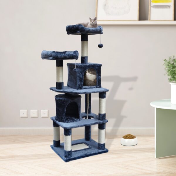 Qpets Cat Tree, 62inch Super Stable Cat Towers Cat Condo, Scratching Posts for Big Cat, Big Cat Gym for Cat, Dark Grey